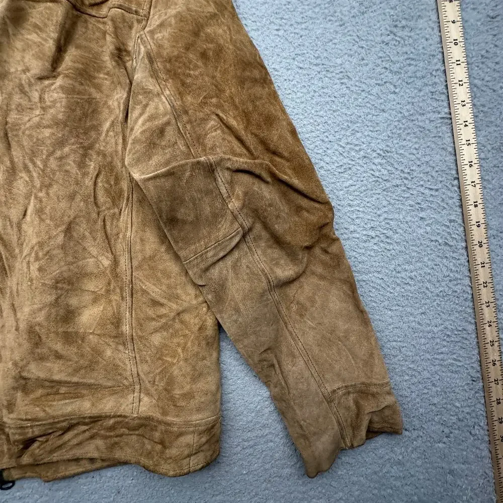 Vintage 2003 Banana Republic Suede Leather Zip Bomber Jacket Mens Small Brown